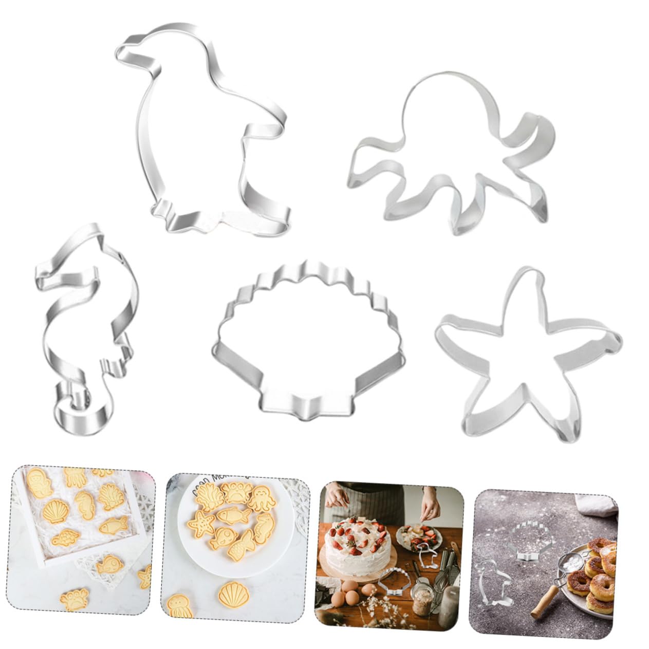 LIFKOME 2juegos Cortadores De Galletas Inoxidable De Marinas Para Hornear y Cortar Frutas Moldes Para Galletas y Decoración De Postres