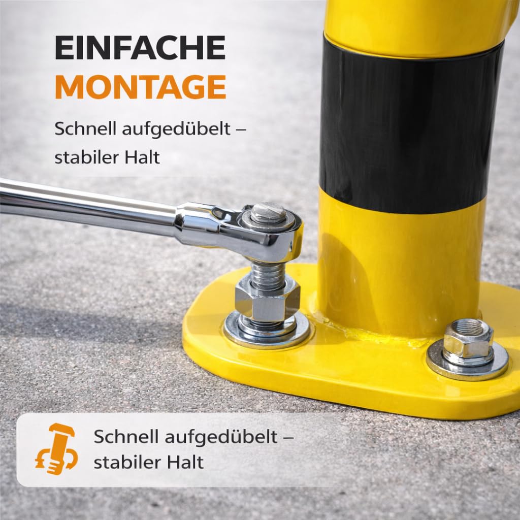 Rammschutzbügel 100 cm flach, mit Knieholm für Regal & Hochregale & Einfahrt & Hof & Garage - Rammschutzbalken Absperrungen