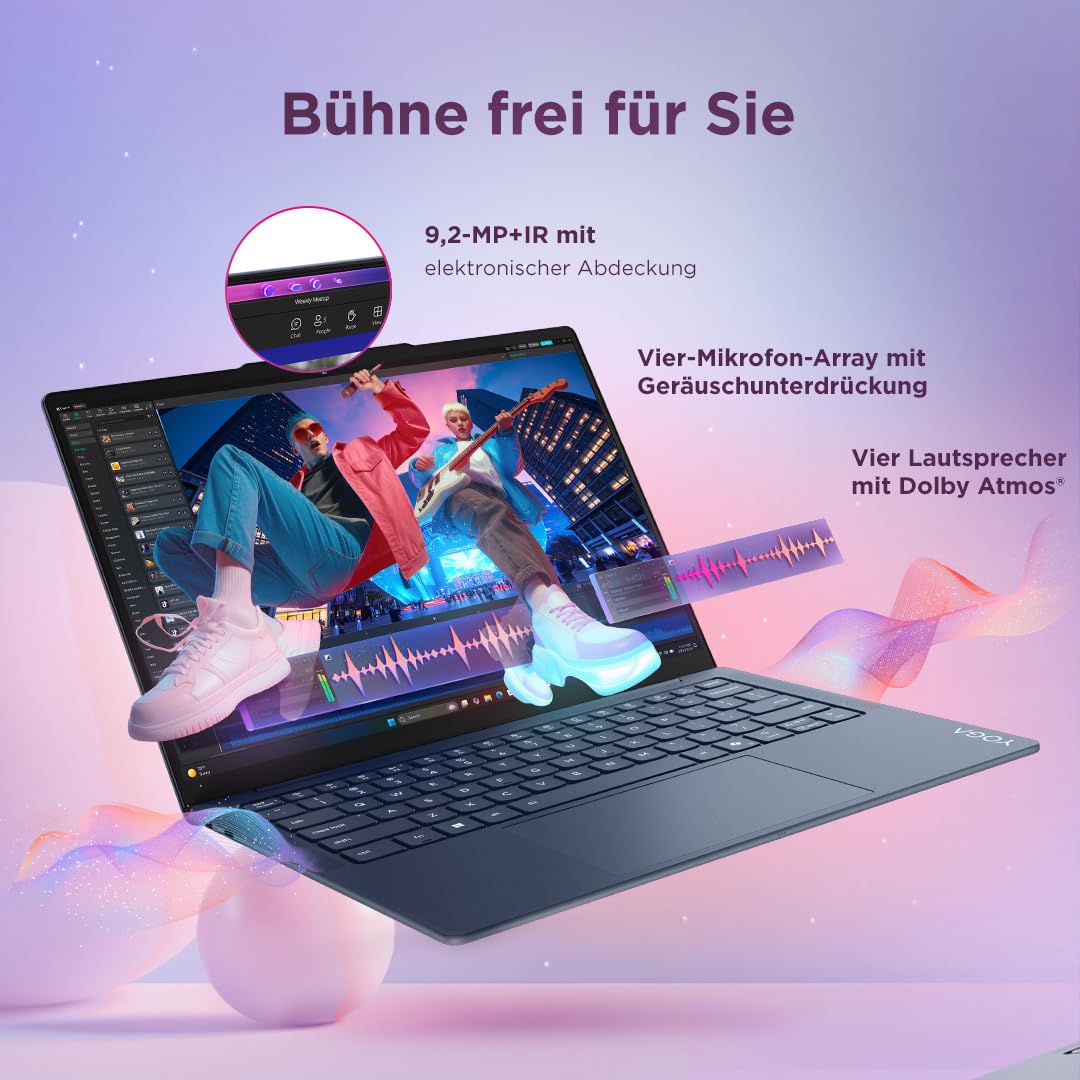 Lenovo Yoga Slim 7X Laptop | 14" WUXGA OLED Display | Snapdragon X2 Plus X2P-42-100 | 16GB RAM | 1TB SSD | Qualcomm Adreno Grafik | Windows 11 | QWERTZ | Cosmic Blau | 3 Monate Premium Care