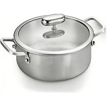 Titanium Soup Pot, Pure Titanium Hammered Stock Pot, Soup Pot for Pasta, Heavy Duty Induction Cooking Pot, Even Heating, Nonstick Thick Bottom Big Stockpot, Dishwasher Safe,8 Quarts