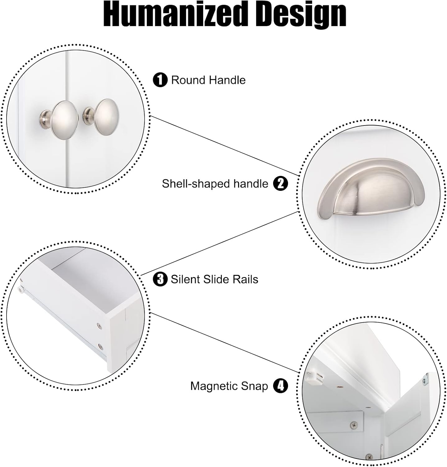 Karl home 72" Kitchen Pantry Cabinet, Freestanding Tall Storage Cabinet with Adjustable Shelves, 4 Doors Farmhouse Cupboard with Drawer for Living Room, Laundry, Dining Room, White