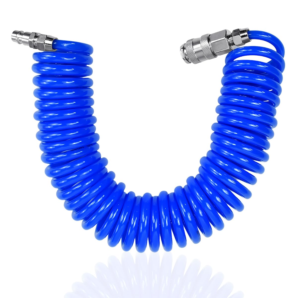 Manguera Aire Comprimido Espiral 6m, Manguera para Pistola Compresor con Acople Rápido de1/4”,Manguera de Aire Comprimido en Espiral Ø8mm para Compresor para Uso en Hogar Taller- Hasta 10 bar