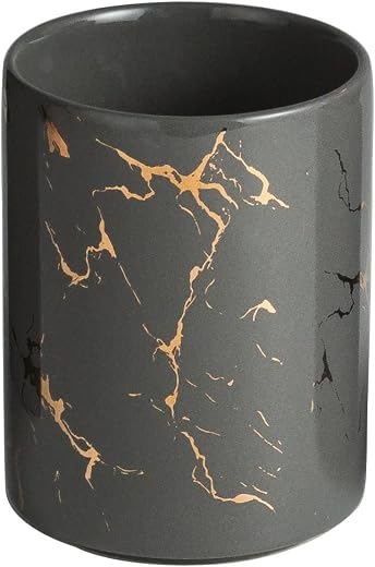FabSeasons Ceramic Toothbrush Holder/Organizers/Stationary Holder, Italian Marble Pattern, 9.8 Cm Height X 8 Cm Diameter, ...