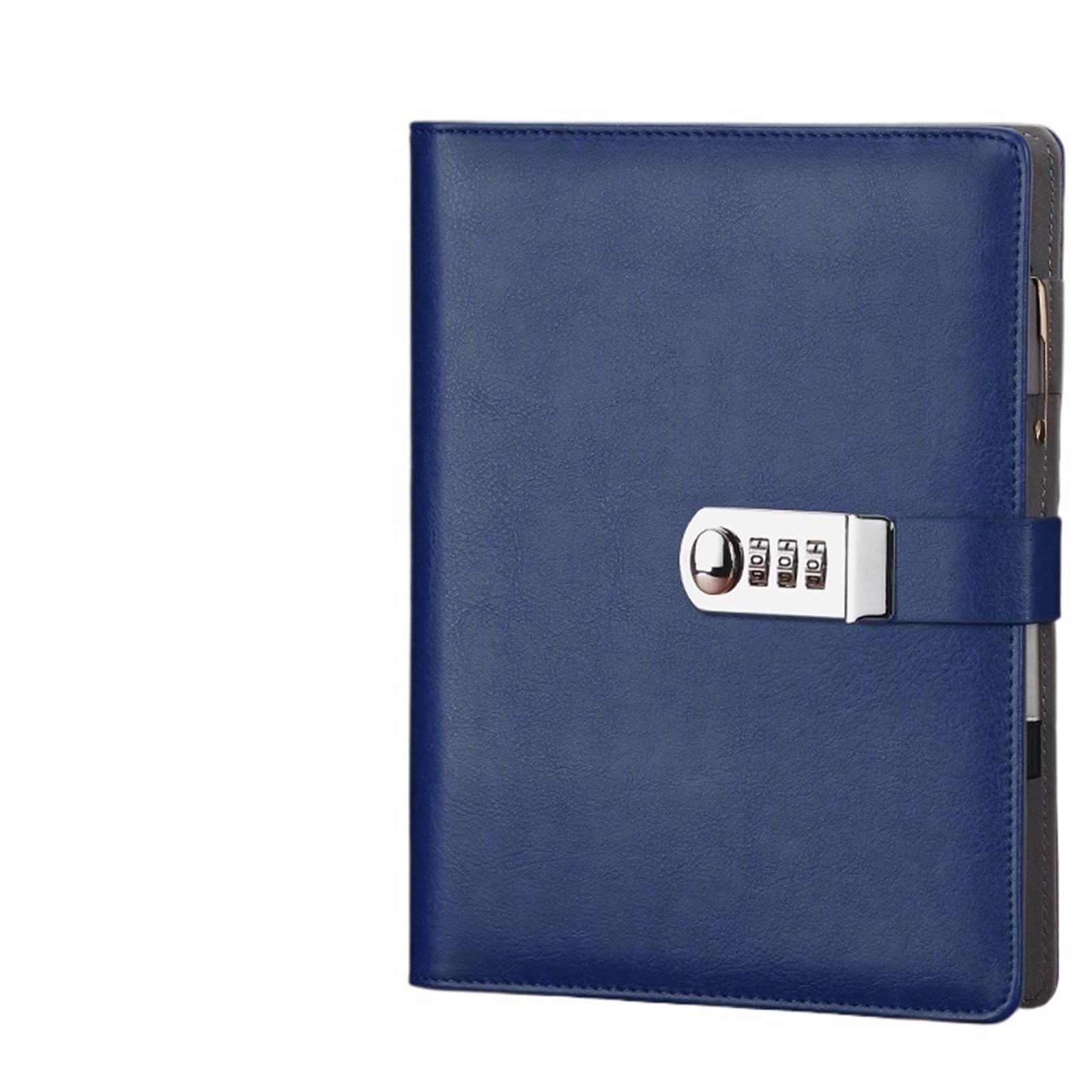 Passwort Buch A5-Leder-Padfolio-Geschäftsreise-Notizbuch-Planer-Portfolio mit Passwortsperre, lose Blätter, 6-Loch-Ringbuch(A5 Blue)