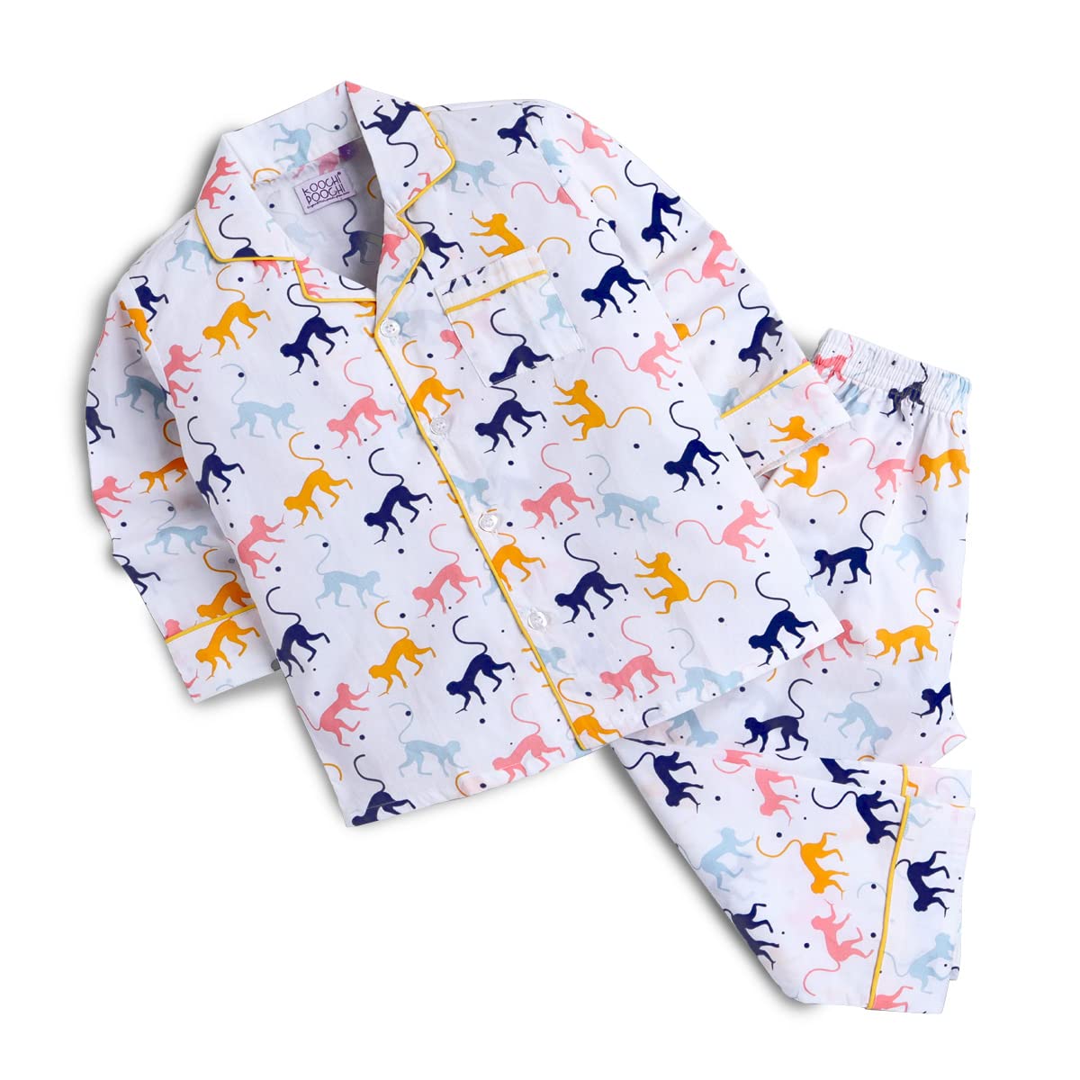 KOOCHI POOCHI Kids Unisex Pure Cotton Printed Full Sleeves Night Suit for Boys and Girls Full Pyjama and Top Sleep Suit Combo Set