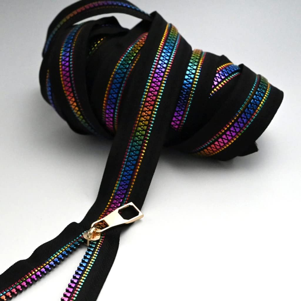 Reißverschlüsse, Reißverschluss, Reißverschlüsse zum Nähen, Nylon-Reißverschluss mit geschlossenem Ende, DIY-Nähen, Harz-Reißverschlüsse, 45 m, 5# Nylon-Regenbogen-Zähne, Reißverschluss zum Nähen,