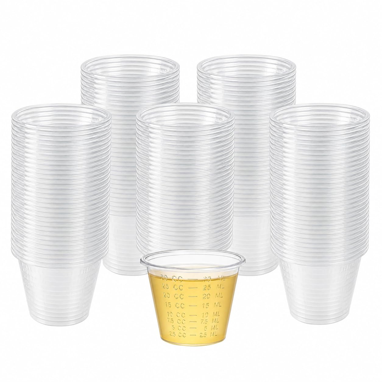 200 Pcs 30ml/1oz Plastic Measuring Cups, Reusable Clear Graduated Measuring Cups for Medication, Cooking, Baking, Epoxy Resin, Paint Mixing, Lab