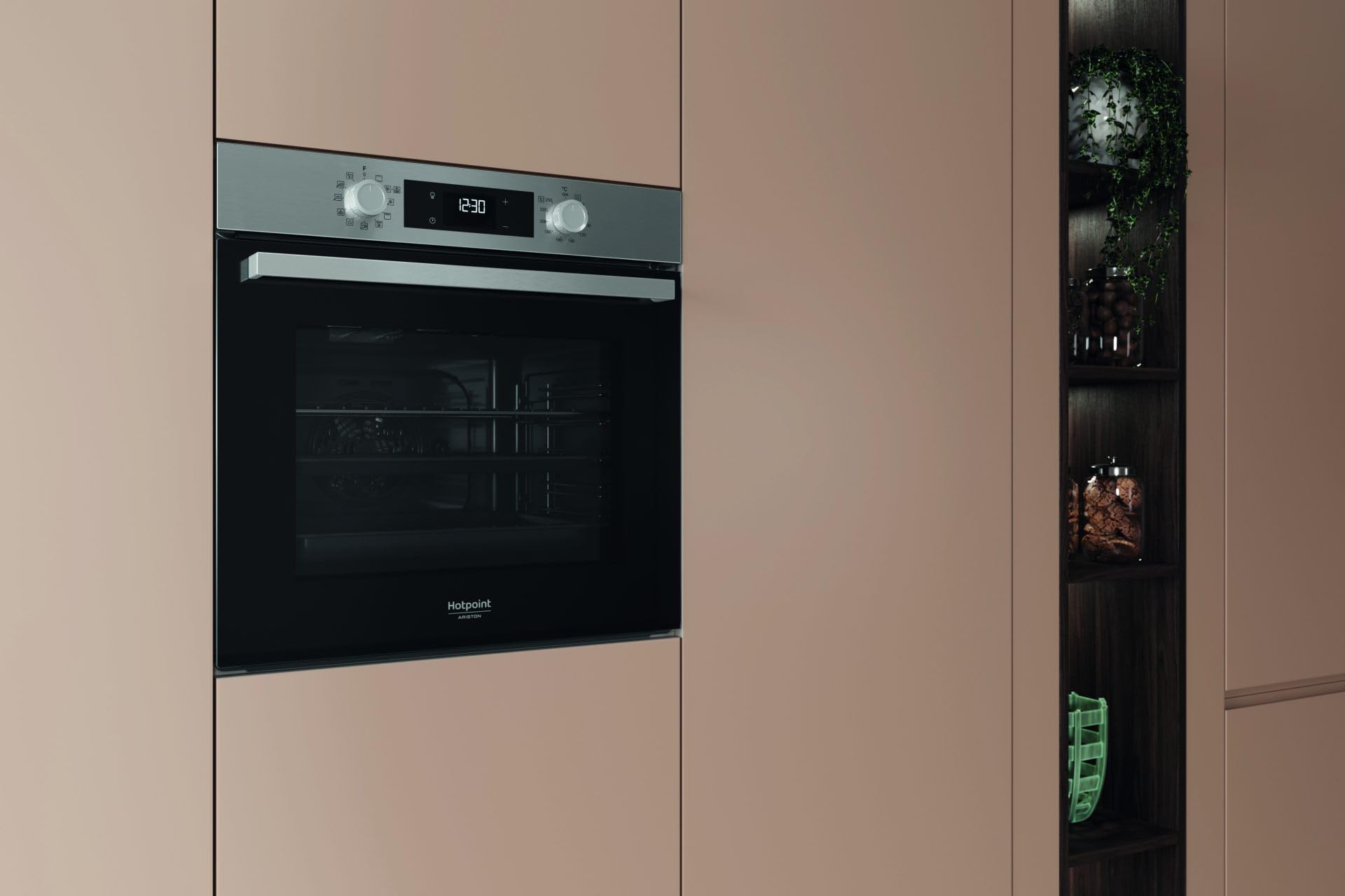 Hotpoint Ariston HAO3 K58H X 71 L Nero, Acciaio inox [Classe di efficienza energetica A+]