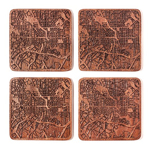 Baltimore Map Coaster by O3 Design Studio Set Of 4 Sapele Wooden Coaster With City Map Handmade