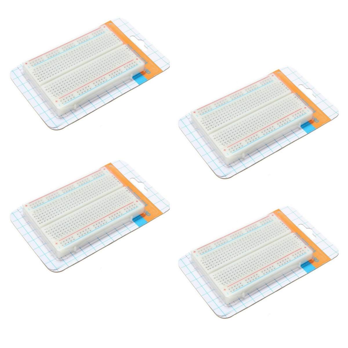 Robotbanao 400 Tie Points Solderless Self-Adhesive Breadboard - Nickel Plated breadboard - For DIY Projects - Pack Of 4