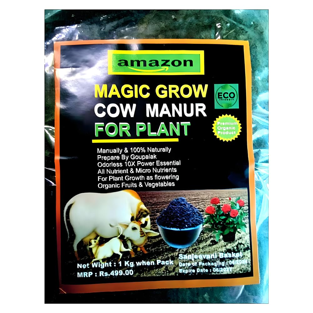 Magic Power Grow Cow Manure Fertilizer for Plants- 1 kg with Extra power 2X Sanjeevani Basket online Shopping (B0D8417QD5) Amazon Price History, Amazon Price Tracker