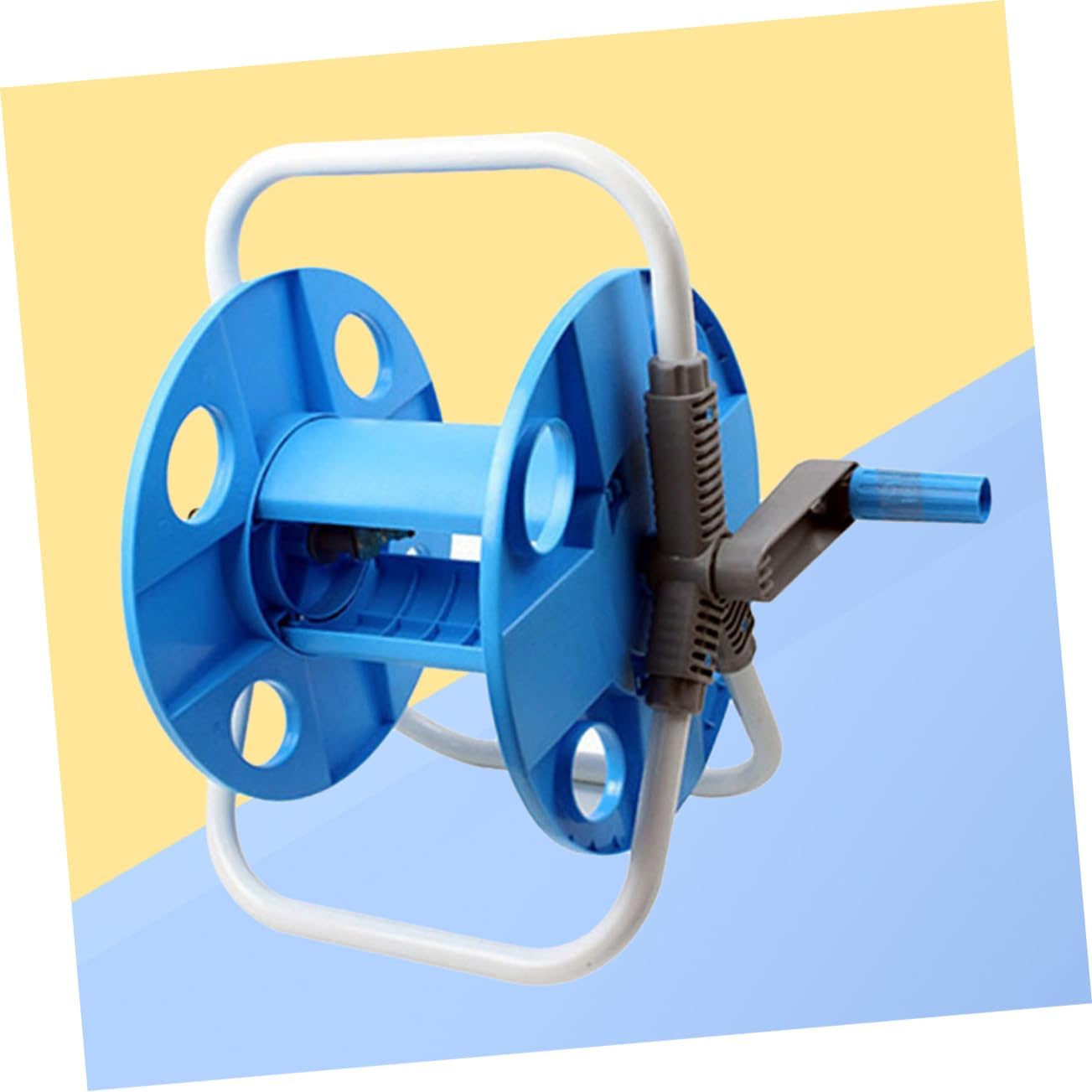 Portable Car Wash Water Hose Reel Cart Metal Plastic Storage Rack Easy Hand Crank for Home Use