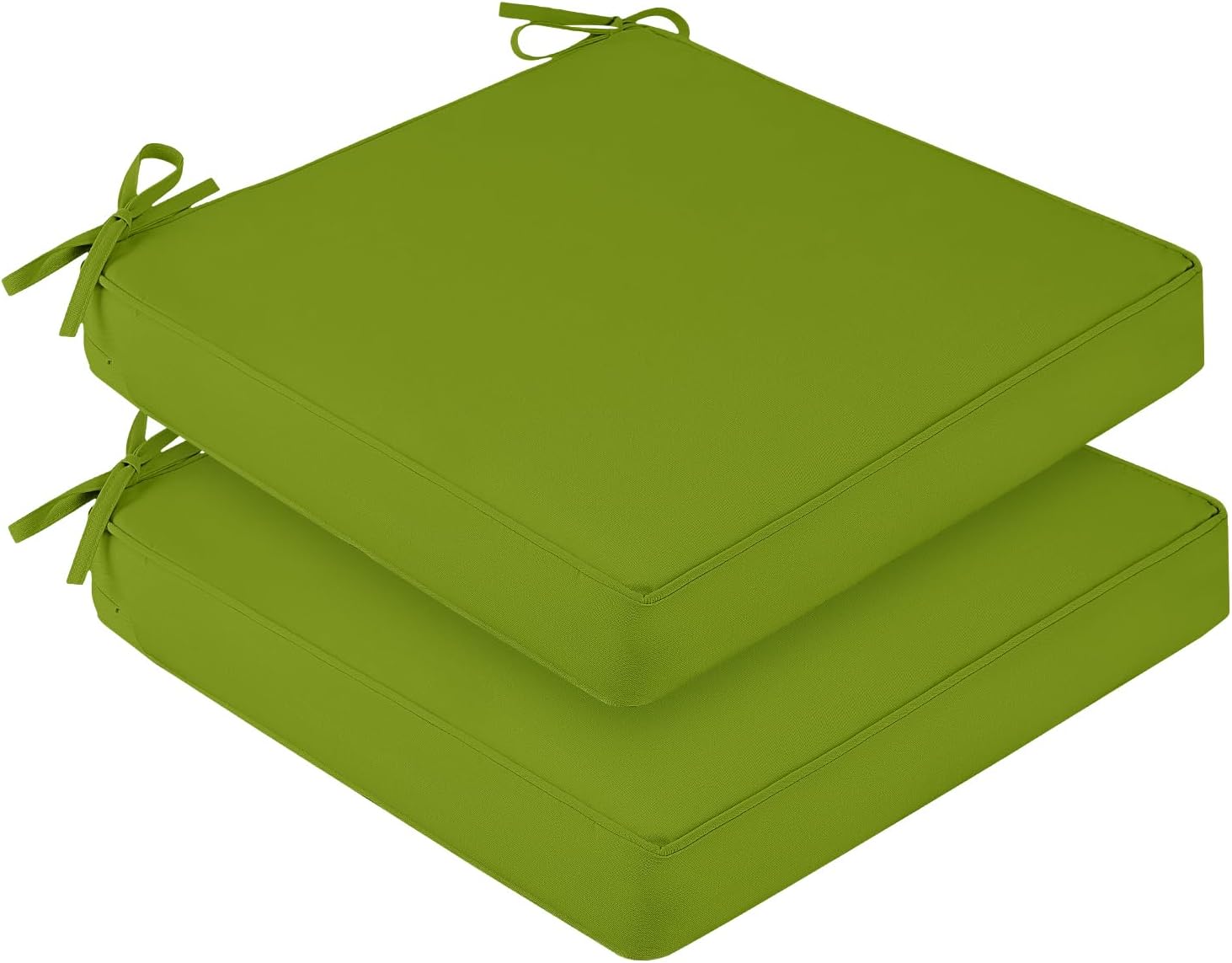 downluxe Waterproof Outdoor Chair Cushions Set of 2, 19" x 19" x 3" Patio Chair Cushion with Non-Slip Ties & Handle, Square Outdoor Cushion for Patio Furniture with Removable Cover, Grass Green Grass Green 2 Count (Pack of 1)