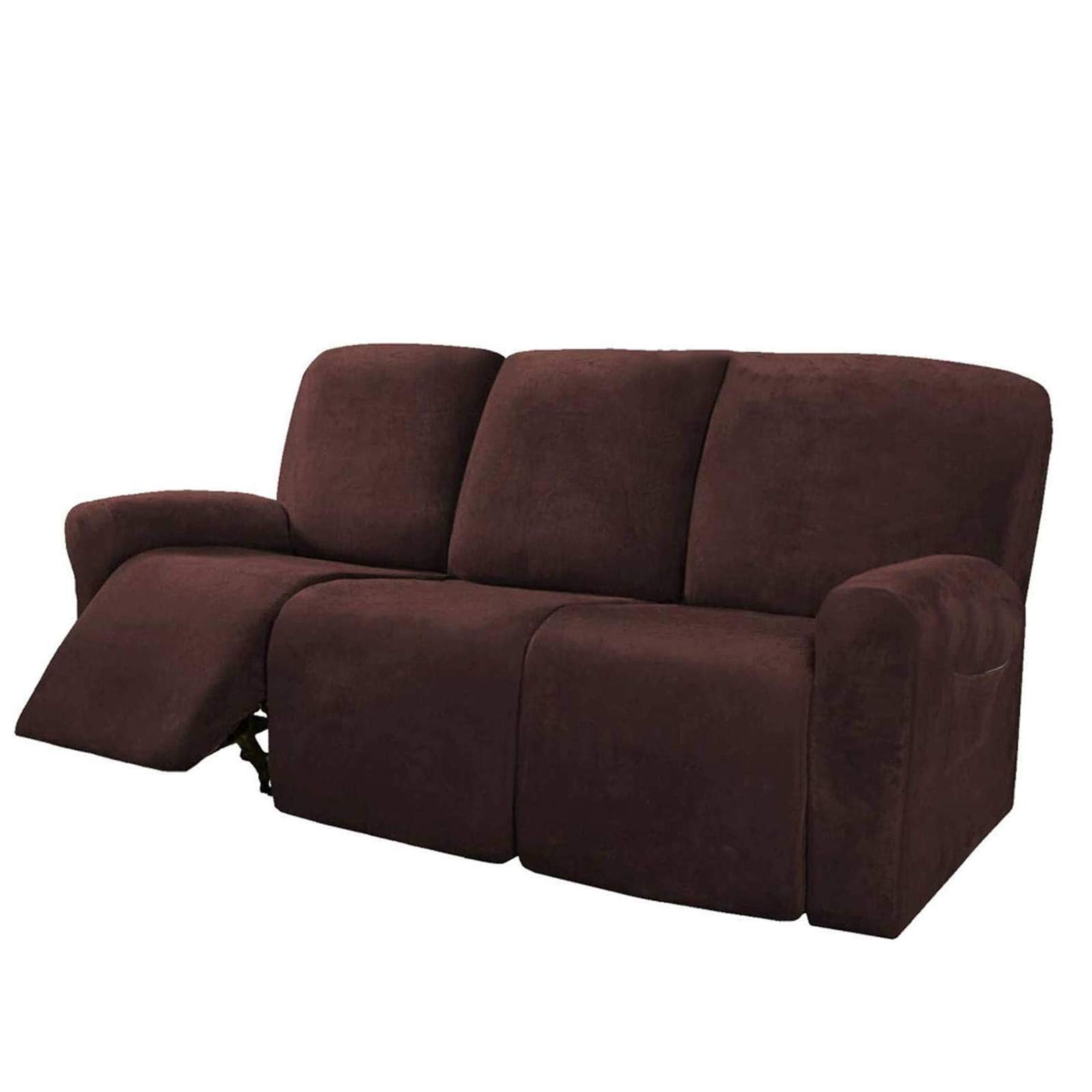 Funda Reclinable para 3 plazas, Funda de Sillón de 8 Piezas, Funda de Silla de Antideslizante de 3 Plazas, Funda Suave de Forro Protector de Muebles Lavable con Bolsillo Lateral