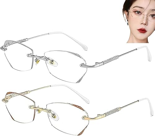 YAMIELO Glassesify - Lentes de prebicia con luz azul sin montura para mujer, lentes de lectura con luz azul para mujer
