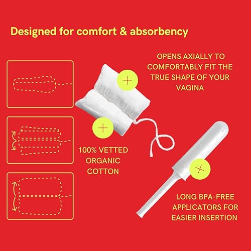Miniatura 3 de August Tampones orgánicos, absorción ligera, aplicadores largos sin BPA, sin toxinas, sin fragancia, hipoalergénico, 32 tampones