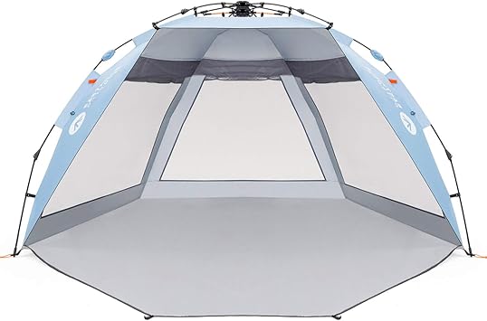 Amazon Easthills Outdoors イーストヒルズ Coastviewウルトラ版 ワンタッチ ビーチテント 特大 サンシェルター イージーアップ Uvカット サンシェード フルークローズ 4 5人 家族用 空色 Easthills Outdoors サンシェード シェルター