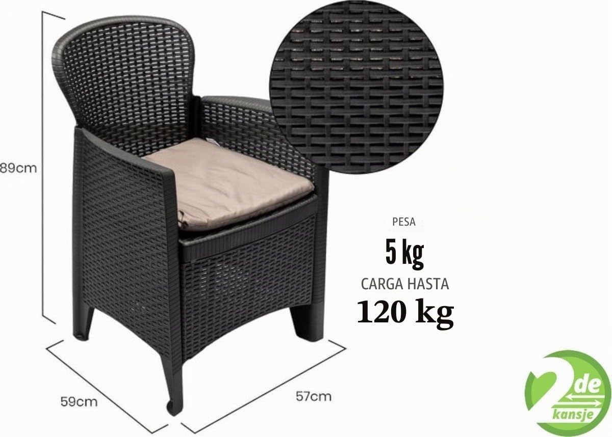 Set. 3 PZAS.Sillon Y Mesa Gris