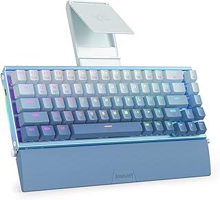 Redragon K641 PRO 65% Aluminum RGB Mechanical Keyboard, 3-Mode 68 Keys Compact Gaming Keyboard w/ 3.5mm Sound Absorbing Foams, Detachable Wrist Rest, Gradient Keycaps, Upgraded Hot-Swap Socket, Blue