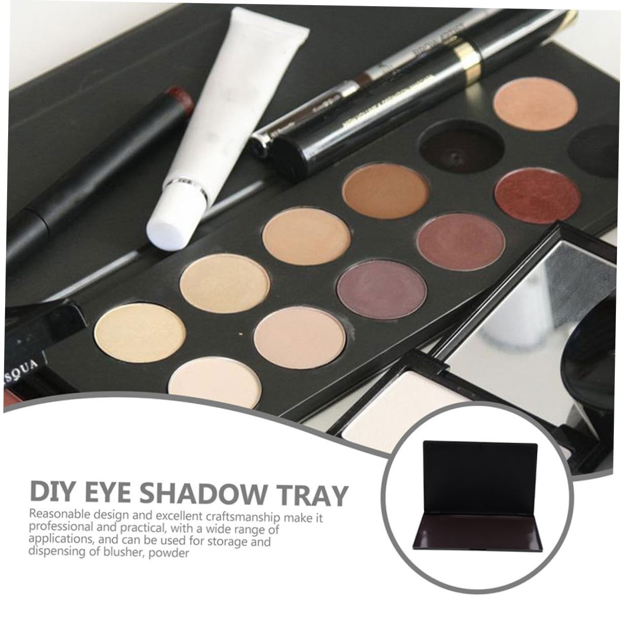 Palette di Ombretti Vuote Magnetiche in Abs Nero 2 Pezzi Leggere e Portatili per Trucco Fai da Te e Make Up On-the-go
