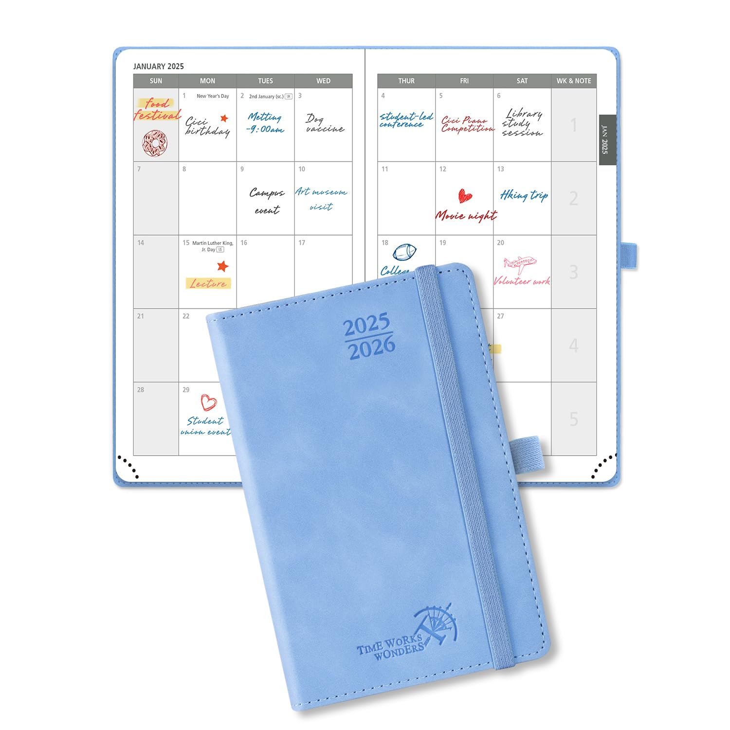 POPRUN Agenda de Poche 2026 Mensuel 17 x 8 cm - Couverture Souple en PU