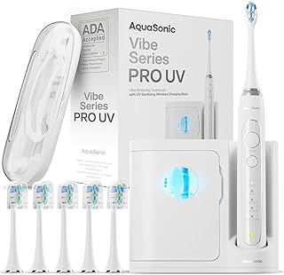 Sponsored Ad - Aquasonic Vibe Series PRO – Ultra-Whitening Electric Toothbrush – 5 Modes & Smart Timers – UV Sanitizing Ba...