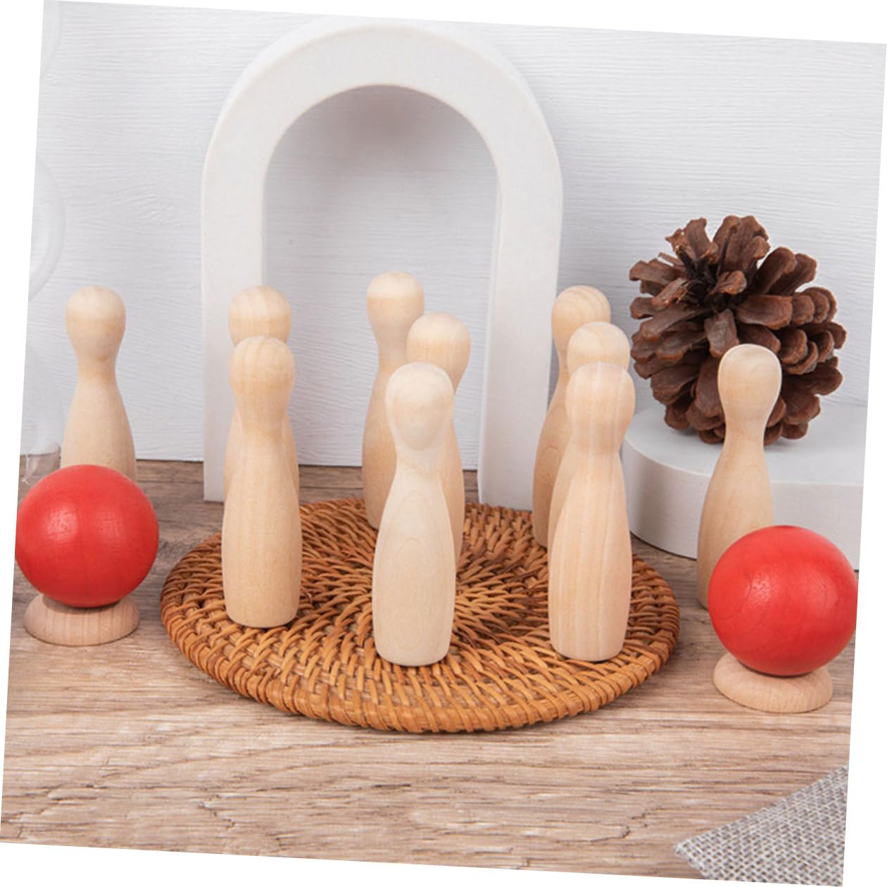 Hohopeti Jeu de Bowling en Bois pour Garçon et Filles, 2 Lots, Jeu de Table
