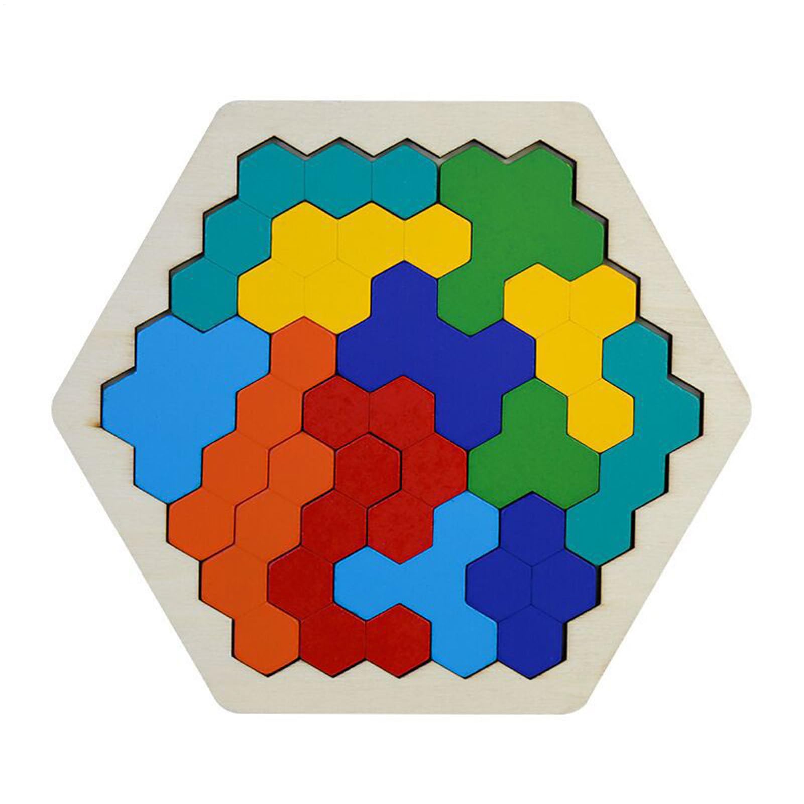 Tangram Puzzle - montesori Wood Puzzle | Hexa Block Puzzle, Hexagon Tangram Puzzle, Wooden Brain Teaser Puzzles, Geometry Shape Brain Games For Kids, Family Portable Puzzles