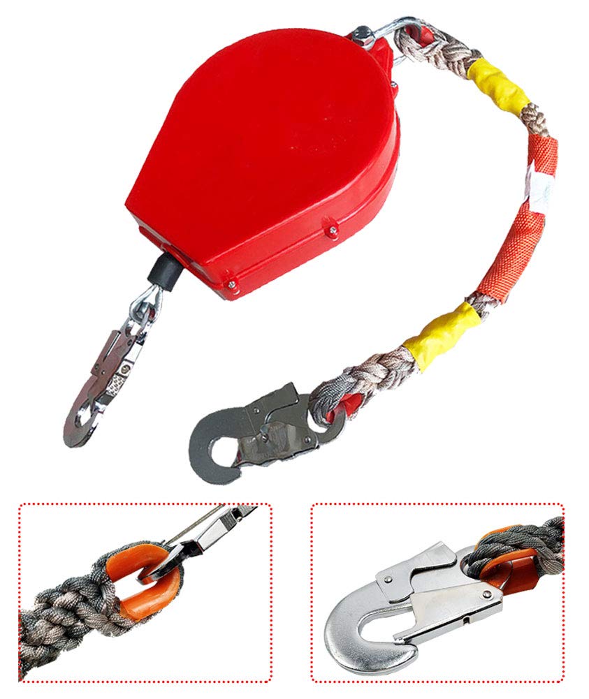 Fune di Sicurezza Retrattile con Gancio per Barre d'armatura, Dispositivo di Protezione Individuale per impieghi gravosi, Diametro del Cavo in Acciaio 3,2 mm/5 mm, Fune di Sicurezza retratti