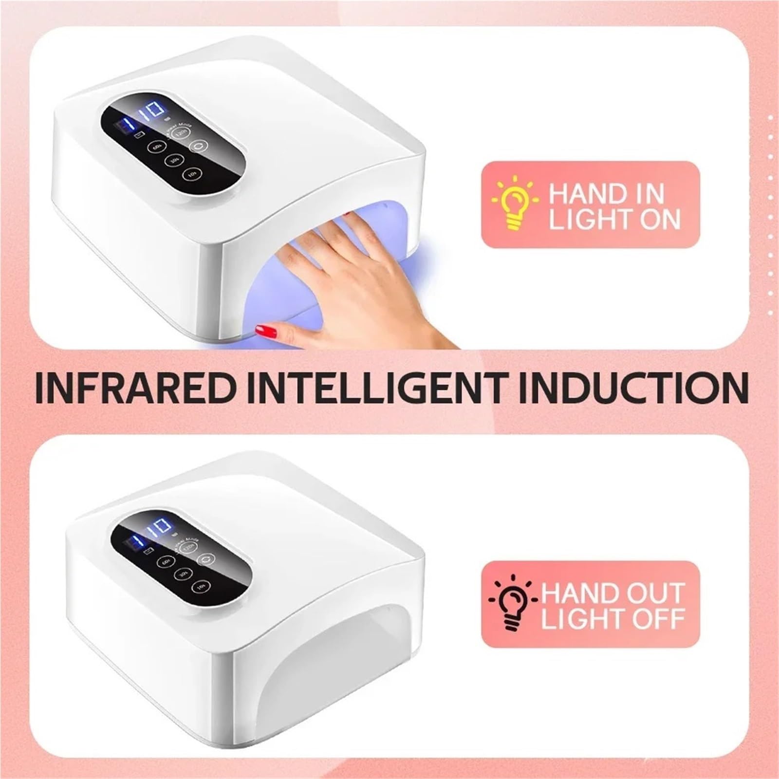 Lampa do paznokci 36LEDS 72W UV LED Suszarka utwardzania lakieru żelowego Akumulatorowa lampa żelu manicure Praktyczny(Built-in Battery)
