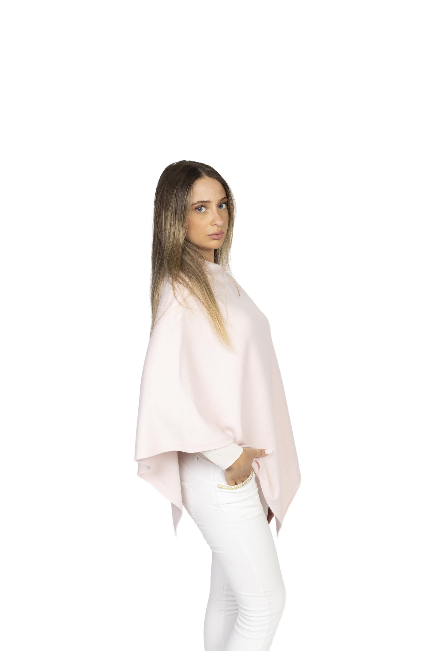 Poncho de mujer de mezcla de cachemira, fabricado en Italia, capa elegante con lana y seda, ligero, cálido y suave, para otoño e invierno