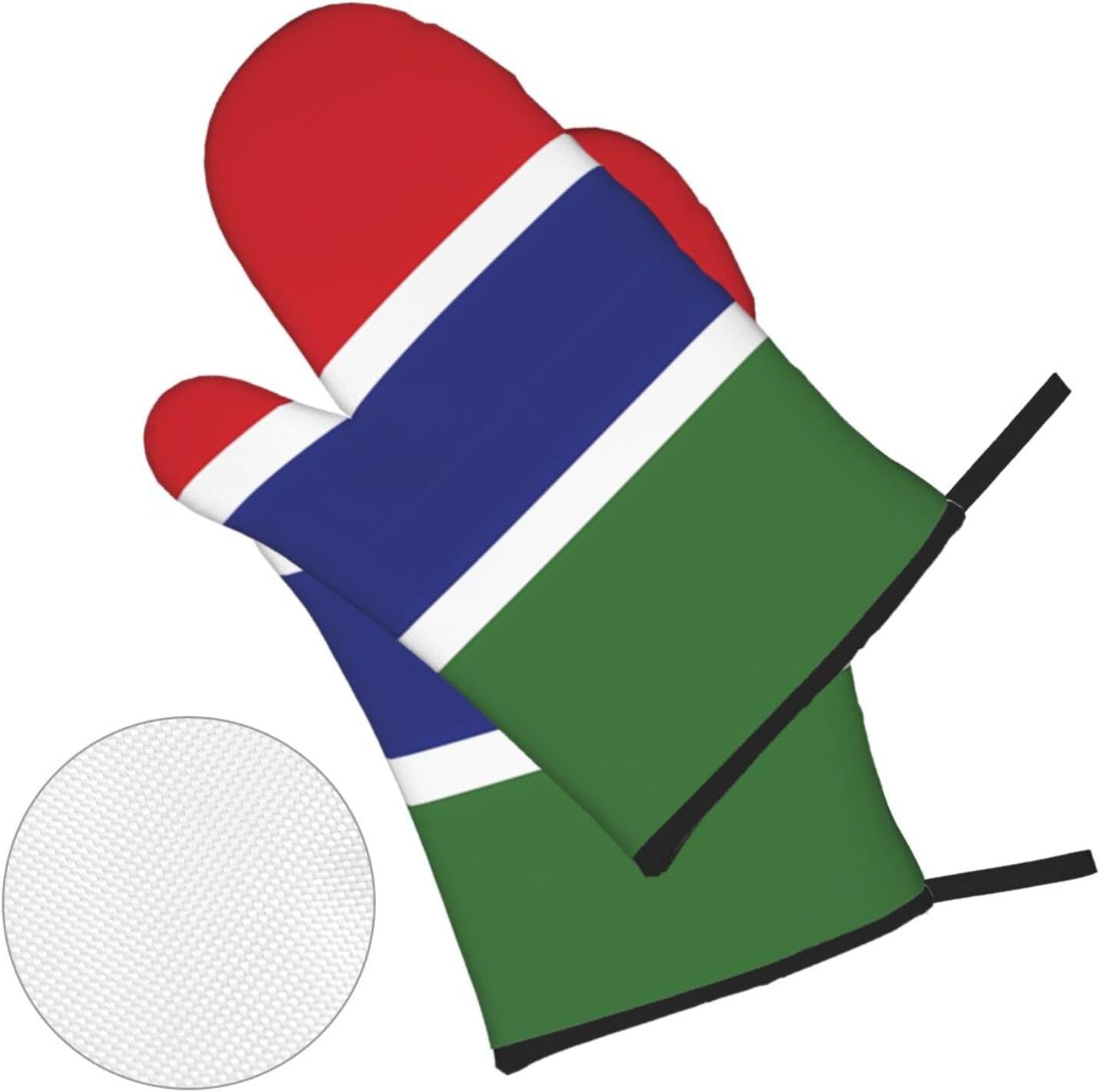 Flag of the Gambia Oven gloves and heat-resistant mat 4-piece set. Suitable for grilling, microwave oven frying, and baking