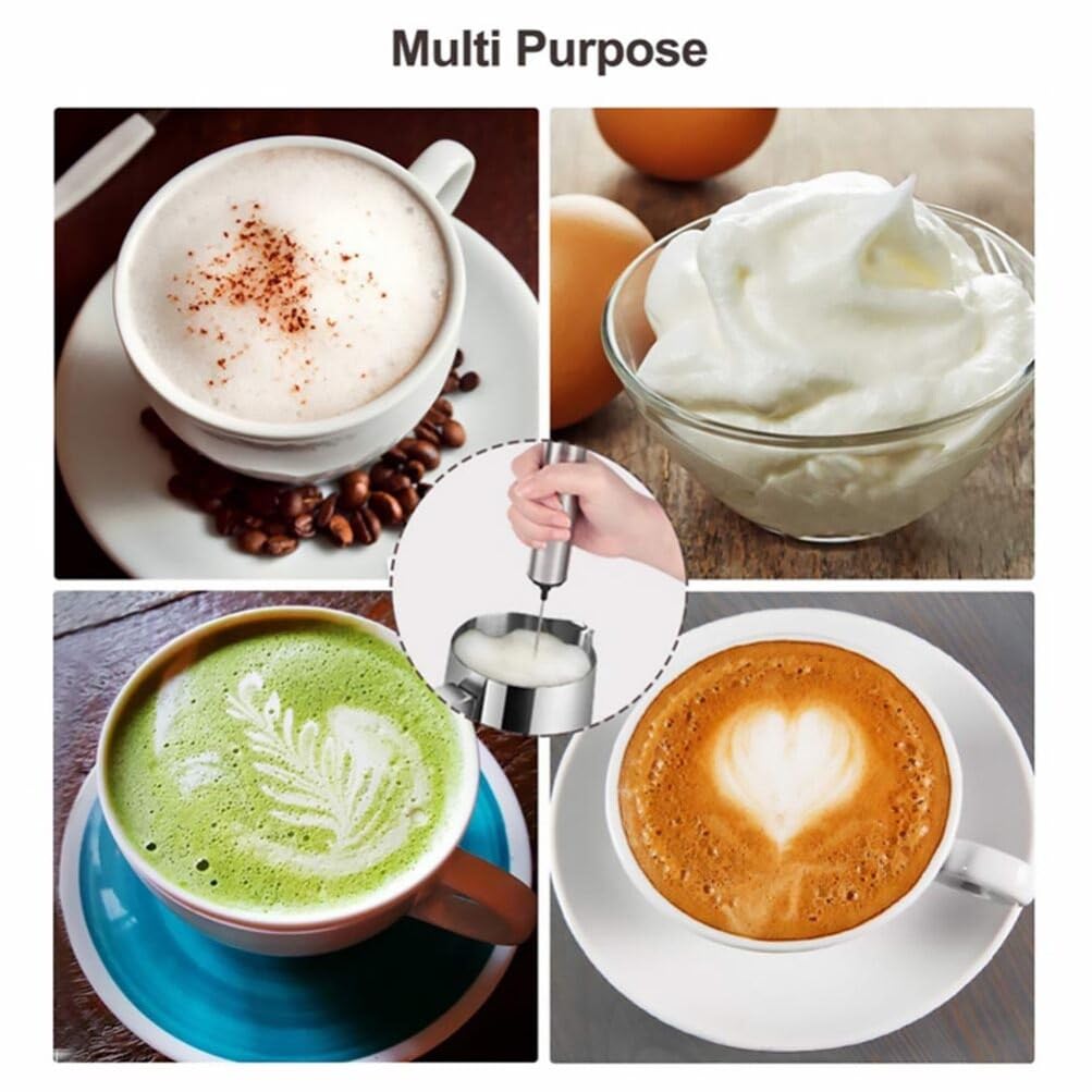 Luxshiny Frullini Montalatte a Immersione Latte Bacchetta Frullino Montalatte Elettrico Cappuccino per Schiuma di Latte per Caffè, Cioccolato(1 Set)