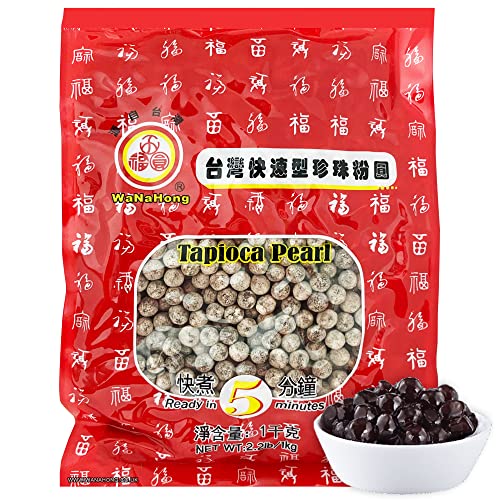 WaNaHong Black Tapioca Pearl 1KG for Bubble Tea Boba