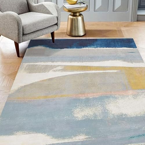 Miniatura 3 de OLOTU Alfombra rectangular suave con patrón abstracto cómoda alfombra de hilo de codo suave alfombra de área antideslizante de lino de algodón para