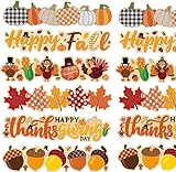 Haooryx 70Feet Happy Thanksgiving Fall Bulletin Board Borders - 72PCS Cartoon Turkey Pumpkin Maple Leaves Paper Borders Trim for School Classroom Autumn Theme Party Blackboard Border Wall Decorations