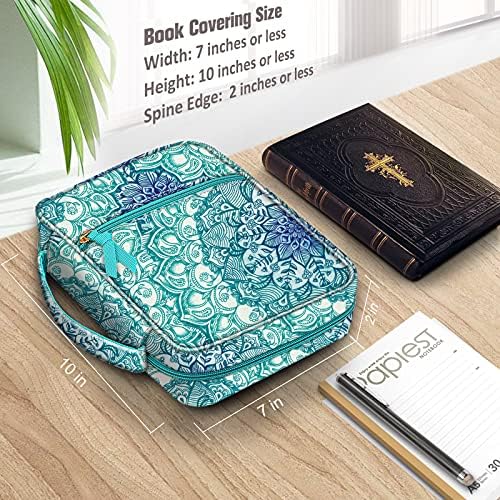 FINPAC Bible Cover, Slashproof Carrying Book Case Church Bag Bible Protective with Handle and Zippered Pocket for Standard Size Bible, Perfect Gift for Mother Kids Girls Women, (Z-Emerald Illusions)