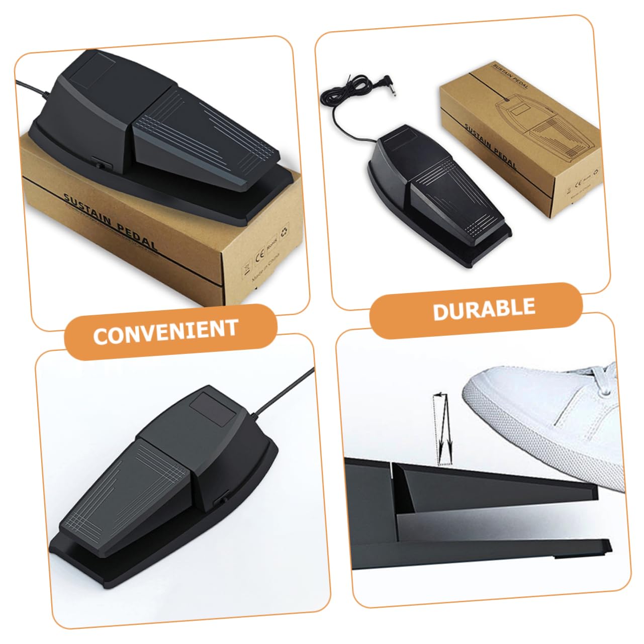 BESTonZON Pedale Sustain per Pianoforte Digitale Nero Portatile in Abs e Gomma Resistente All'usura Base Antiscivolo per Tastiera e Sintetizzatore