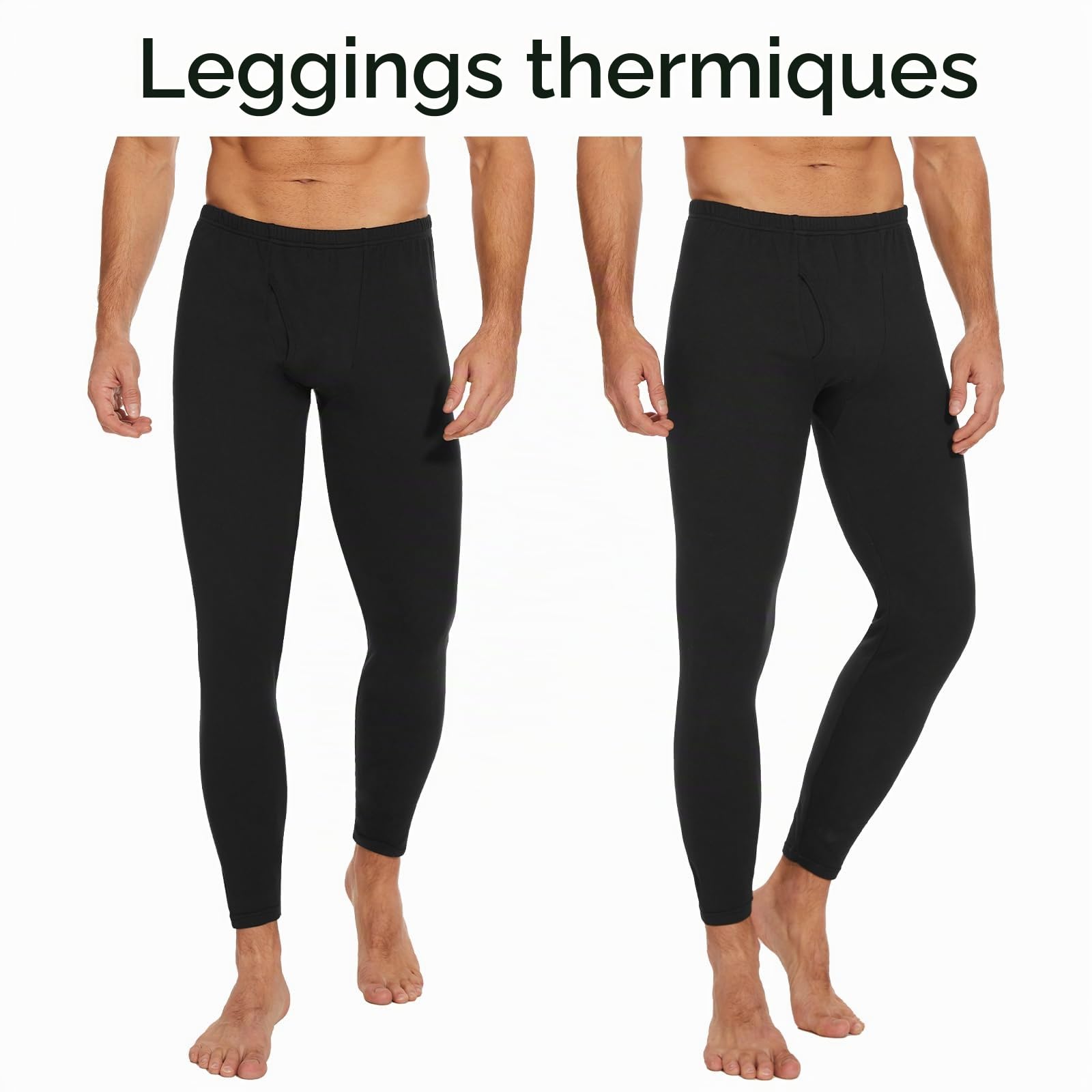 AMIYOYO Caleçon long thermique pour homme - Legging taille haute - Doux - Respirant - Chaud - Pantalon de jogging - Pantalon de ski pour l'hiver