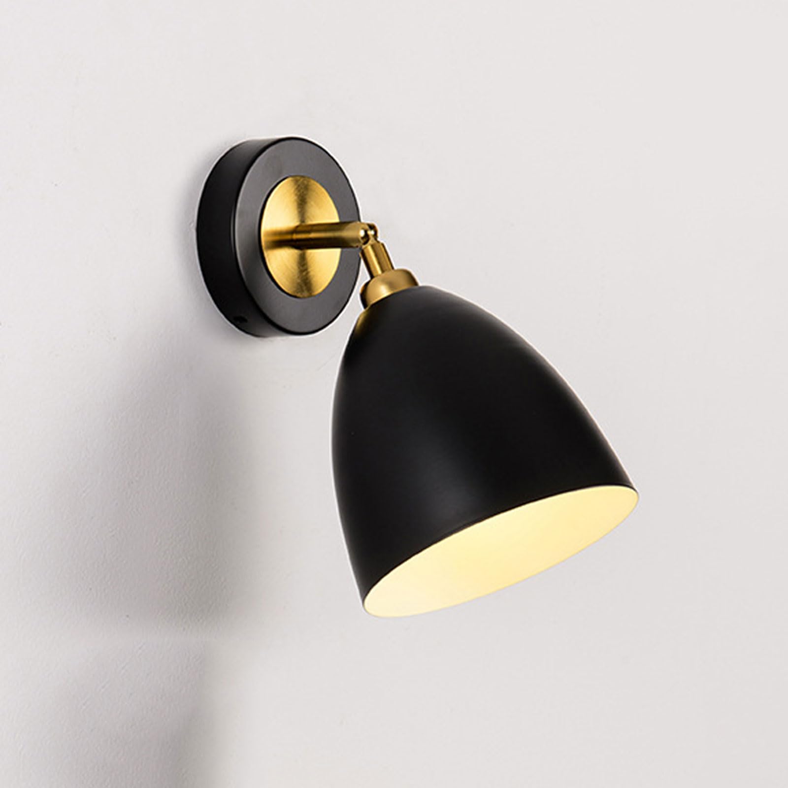 AWEITG Nordic Adjustable Metal Wall Lamp - E26/E27 Indoor Sconce for Bedroom, Living Room, Hallway, and More(Dark-2)