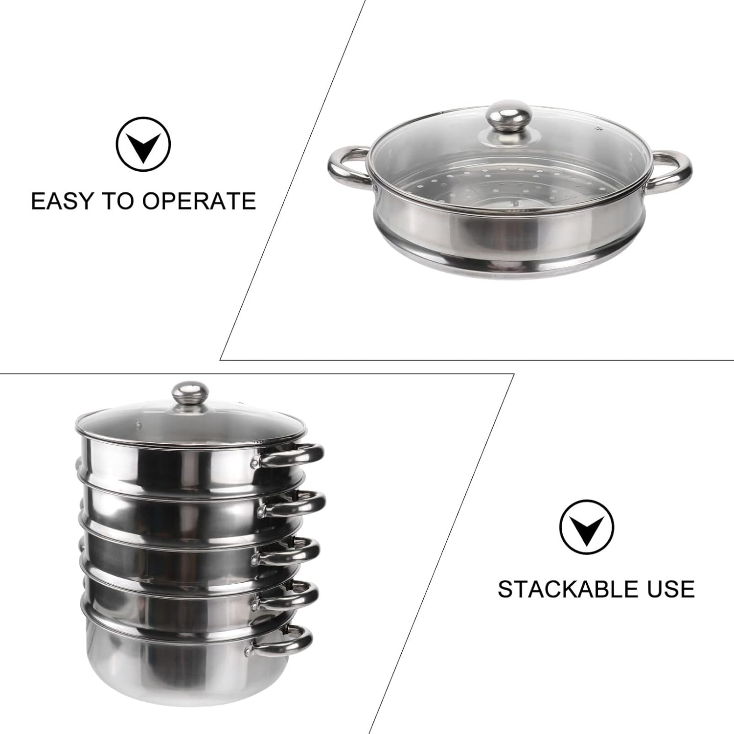 Zerodeko Large Capacity Steaming Pot 30cm Steamers for Cooking Stock Pot Basket for Big Family Gathering