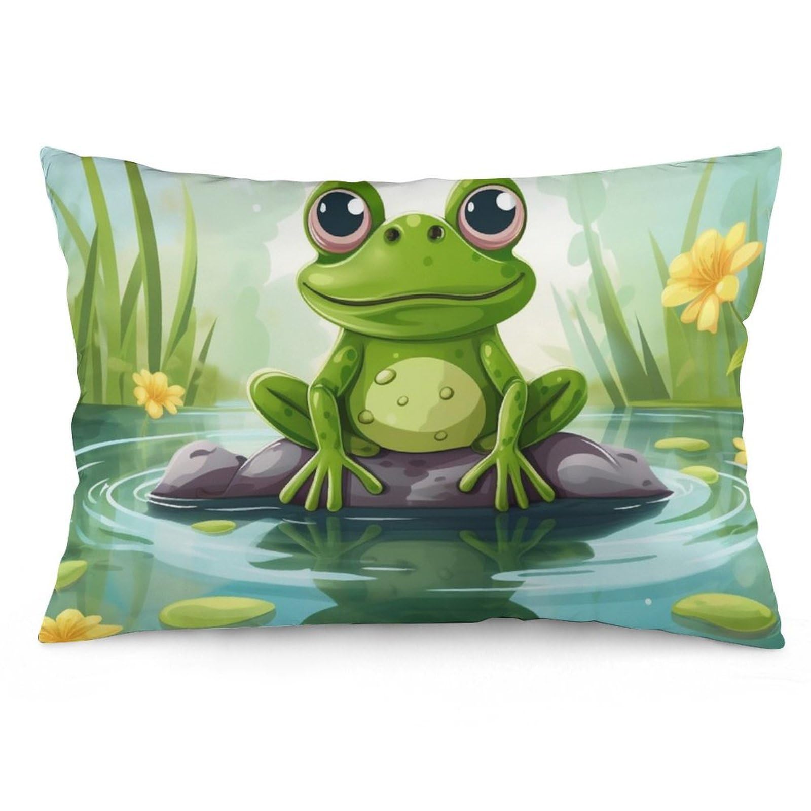 NTVOWPZO 2 Pack Decoration Throw Pillow Covers 12 "x20 Pillowcases Covers Frog in A Pond Pillowcases Modern Farmhouse Home Decor Sofa Cushions Covers for Couch Bed Living Room