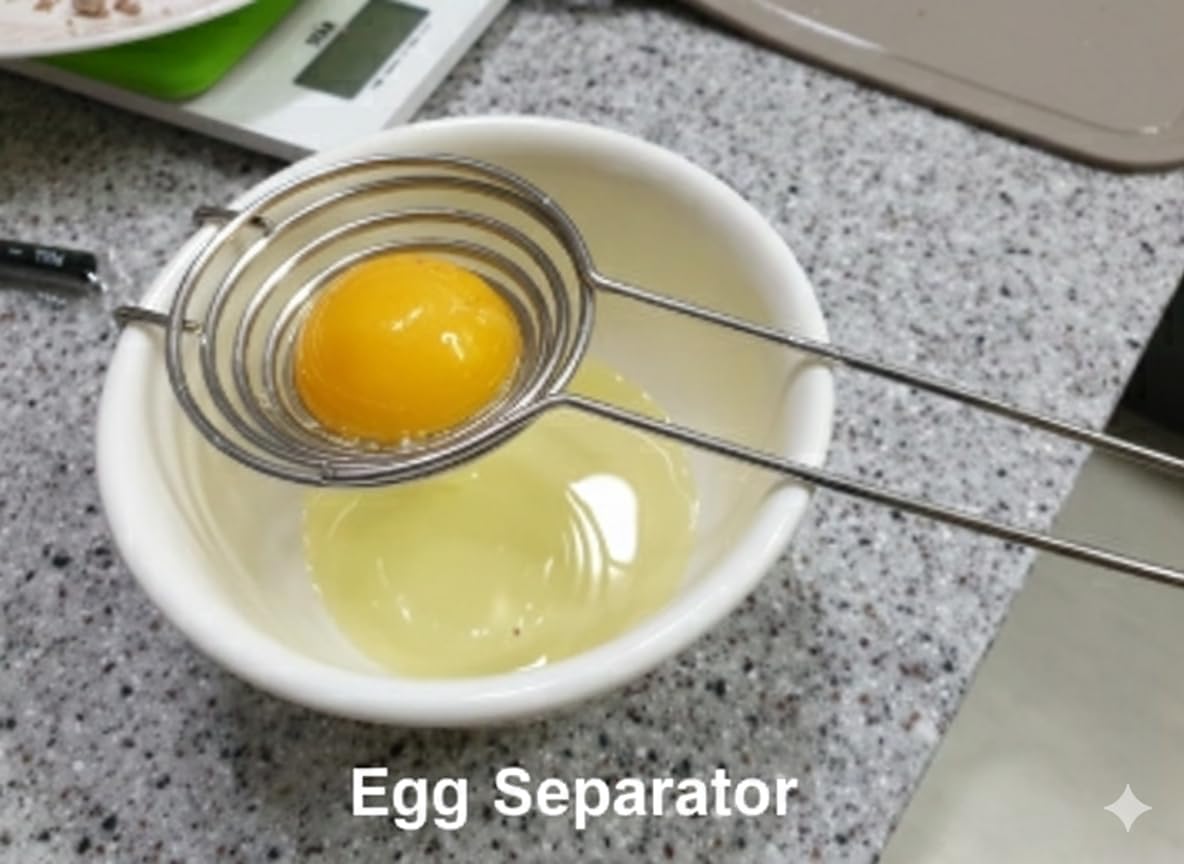 Stainless Steel Egg Yolk Separator with Handle, Manual Egg White Separator Tool for Bowls, Kitchen Egg Separator for Baking, Cooking, Cake Prep and Breakfast Recipes
