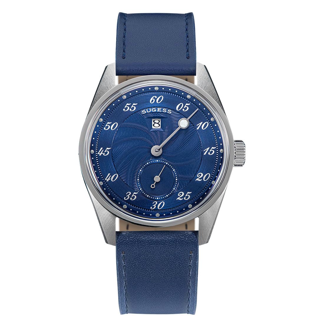 Seestern Sugess S451 Automatik Regulator Stahl Leder Blau Herrenuhr, blau, Armband