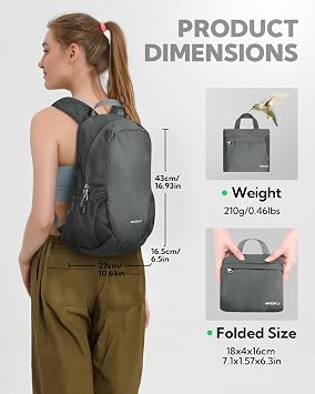 Waterfly Lightweight Packable Backpack 18L: Small Foldable Hiking Rucksack