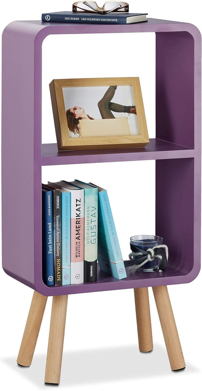 WOOYNEX A Modern Side Table Made of Wood, a Folding Bedside Table or Bookshelf for The Office or Bedroom, and a Little Magazine Stand with Storage.(Purple)-image-40