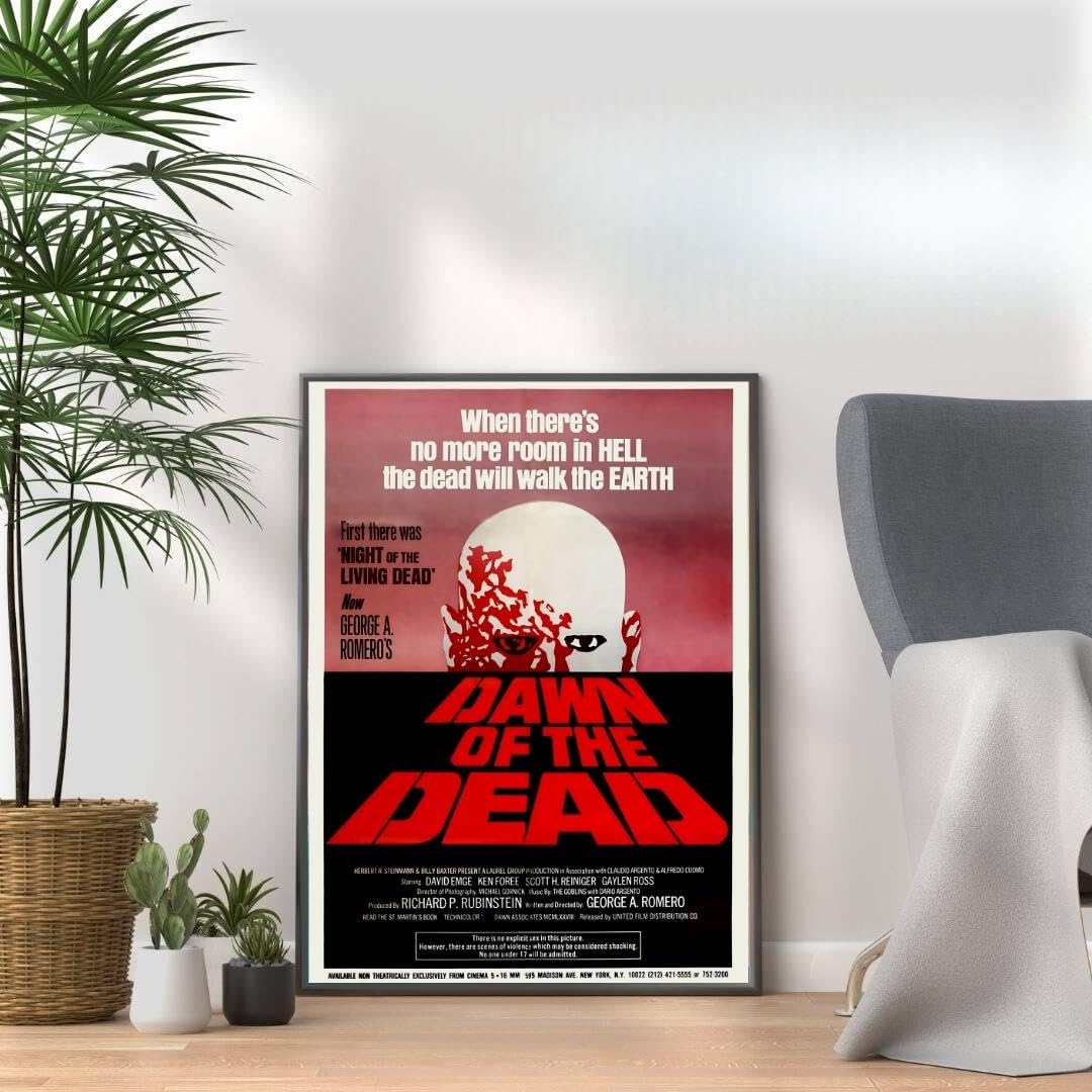 Horror Movie Poster Prints, Scary Film Wall Art, Halloween Decor, Horror Room & Home Cinema Wall Decor (DAWN OF THE DEAD, A3 Black Framed) โ image 1
