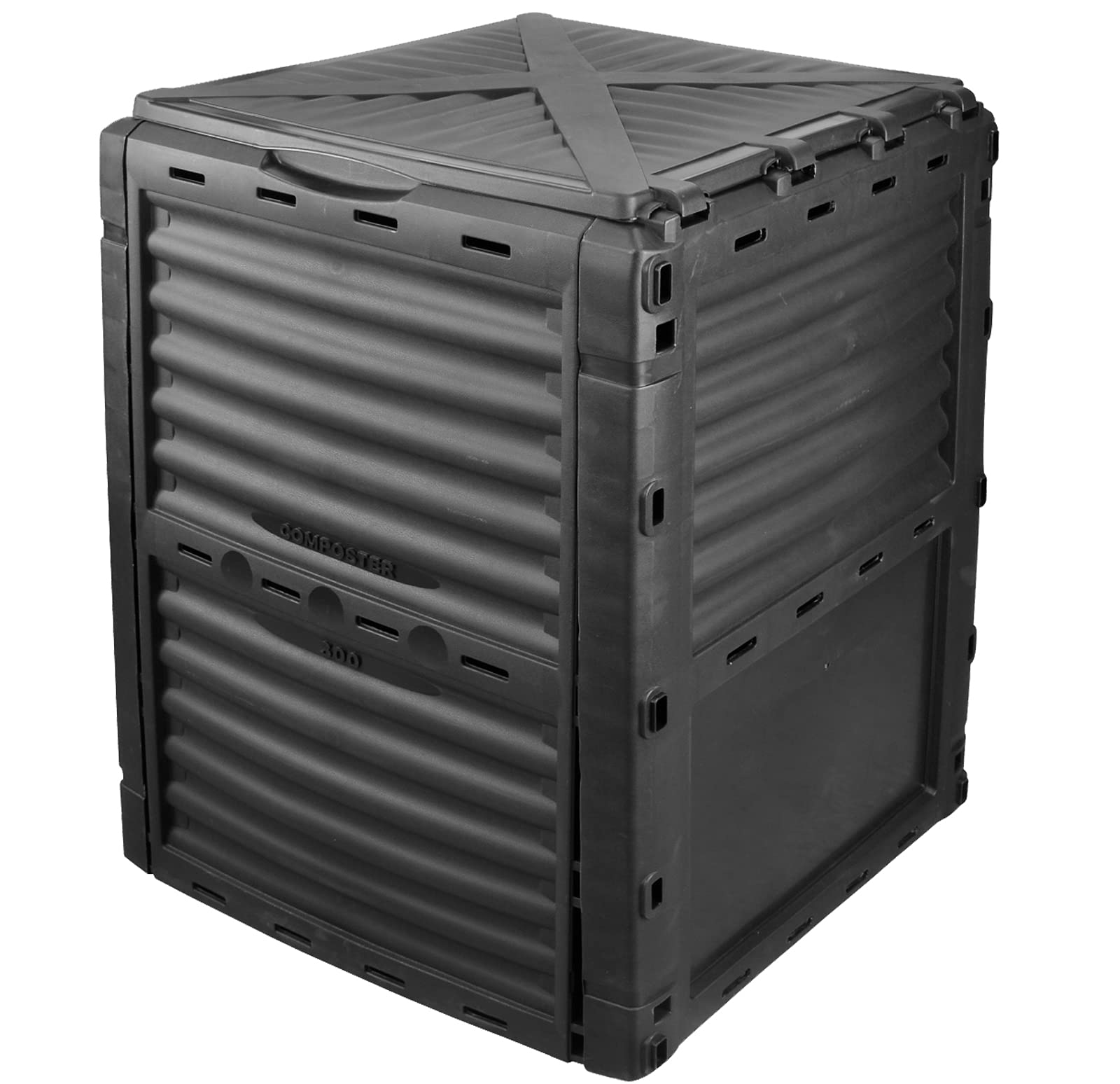 DMS® KP-300 kompostownik ogrodowy, termiczny, 300 litrów, z tworzywa sztucznego, odporny na warunki atmosferyczne, 82 x 61 x 61 cm, czarny/niebieski