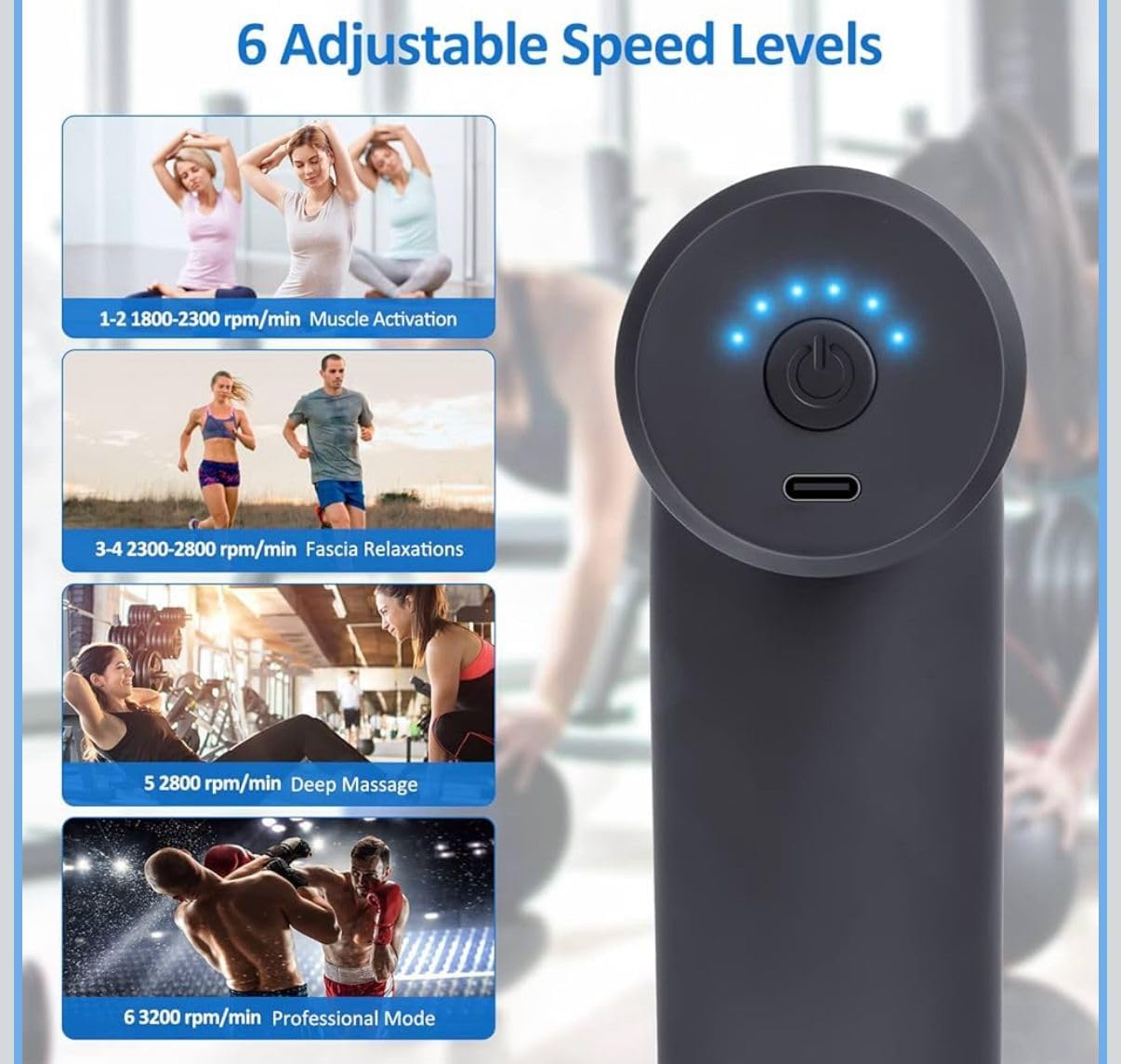 Foliam Massager Cordless Handheld for Pain Relief Muscles Percussion Deep Tissue Vibration Sports Gun Electric Therapy Family Relaxation with 4 Body Massage Heads(Multicolour) 4