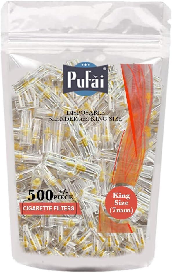 Pufai Slender Cigarette Filters King Size Compatible 7mm 500 Per Pack